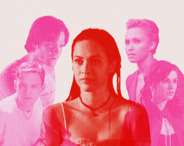 Photo collage of horror movie crushes featuring Megan Fox (Jennifer from Jennifer's Body), Matthew Lillard (Stu Macher from Scream), Jared Padalecki (Clay from Friday the 13th), Hayden Panettiere (Kirby from Scream 4), and Anna Paquin (Laurie from Trick 'r Treat)