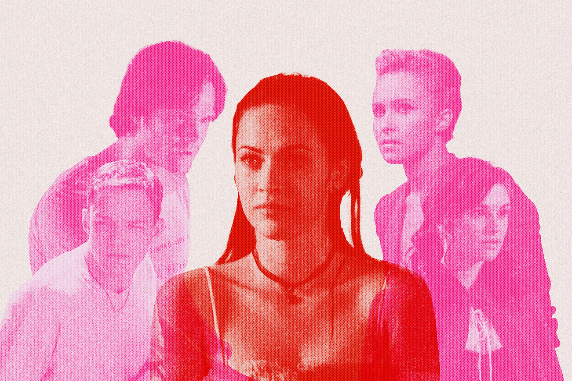 Photo collage of horror movie crushes featuring Megan Fox (Jennifer from Jennifer's Body), Matthew Lillard (Stu Macher from Scream), Jared Padalecki (Clay from Friday the 13th), Hayden Panettiere (Kirby from Scream 4), and Anna Paquin (Laurie from Trick 'r Treat)