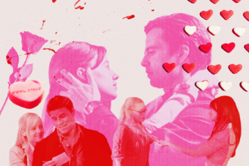 Valentines Day collage of Sebastian Stan and Daisy Edgar-Jones from Fresh (2022), Megan Fox and Amanda Seyfried from Jennifer's Body (2009), and Marley Shelton and David Boreanaz from Valentine (2001)